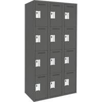 Clean Line Lockers, 4 -tier, Bank of 3, 36" x 18" x 72", Steel, Charcoal, Rivet (Assembled) Seaboard Timber Mart