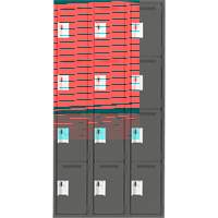 Clean Line Lockers, 4 -tier, Bank of 3, 36" x 18" x 72", Steel, Charcoal, Rivet (Assembled) Seaboard Timber Mart