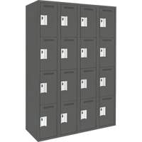 Clean Line Lockers, 4 -tier, Bank of 4, 48" x 18" x 72", Steel, Charcoal, Rivet (Assembled) Seaboard Timber Mart