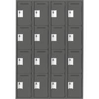 Clean Line Lockers, 4 -tier, Bank of 4, 48" x 18" x 72", Steel, Charcoal, Rivet (Assembled) Seaboard Timber Mart