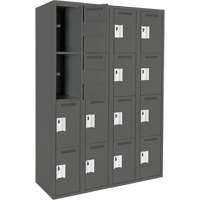 Clean Line Lockers, 4 -tier, Bank of 4, 48" x 18" x 72", Steel, Charcoal, Rivet (Assembled) Seaboard Timber Mart