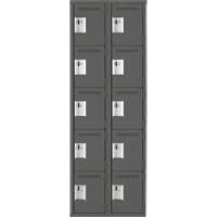 Assembled Clean Line Personal Effects Lockers, 5 -tier, Bank of 2, 12" x 72" x 24", Steel Seaboard Timber Mart