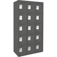 Assembled Clean Line Personal Effects Lockers, 5 -tier, Bank of 3, 15" x 72" x 36", Steel Seaboard Timber Mart