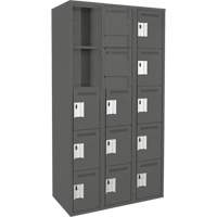 Assembled Clean Line Personal Effects Lockers, 5 -tier, Bank of 3, 15" x 72" x 36", Steel Seaboard Timber Mart