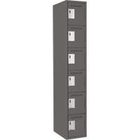 Clean Line Lockerette, 6 -tier, 12" x 18" x 72", Steel, Charcoal, Rivet (Assembled) Seaboard Timber Mart