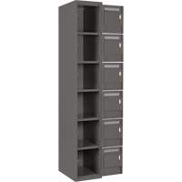 Clean Line Lockerette, 6 -tier, Bank of 4, 48" x 18" x 72", Steel, Charcoal, Rivet (Assembled) Seaboard Timber Mart