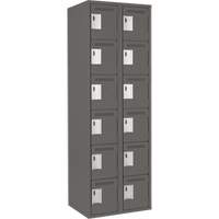 Clean Line Lockerette, 6 -tier, Bank of 2, 24" x 18" x 72", Steel, Charcoal, Rivet (Assembled) Seaboard Timber Mart