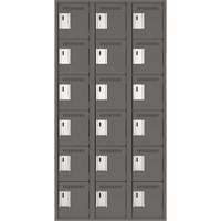 Clean Line Lockerette, 6 -tier, Bank of 3, 36" x 18" x 72", Steel, Charcoal, Rivet (Assembled) Seaboard Timber Mart