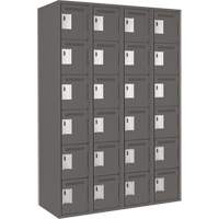Clean Line Lockerette, 6 -tier, Bank of 4, 48" x 18" x 72", Steel, Charcoal, Rivet (Assembled) Seaboard Timber Mart