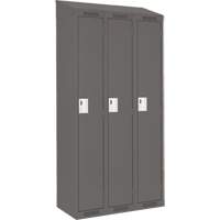 Clean Line Lockers, Bank of 3, 36" x 12" x 78", Steel, Charcoal, Rivet (Assembled) Seaboard Timber Mart