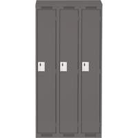 Clean Line Lockers, Bank of 3, 36" x 12" x 78", Steel, Charcoal, Rivet (Assembled) Seaboard Timber Mart