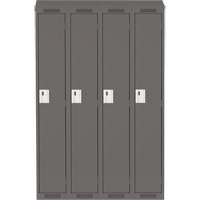 Clean Line Lockers, Bank of 4, 48" x 12" x 78", Steel, Charcoal, Rivet (Assembled) Seaboard Timber Mart