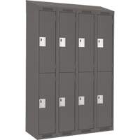 Clean Line Lockers, 2 -tier, Bank of 4, 48" x 18" x 78", Steel, Charcoal, Rivet (Assembled) Seaboard Timber Mart