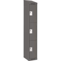 Clean Line Lockers, 3 -tier, 12" x 18" x 78", Steel, Charcoal, Rivet (Assembled) Seaboard Timber Mart