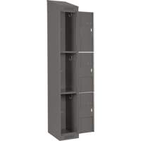 Clean Line Lockers, 3 -tier, 12" x 18" x 78", Steel, Charcoal, Rivet (Assembled) Seaboard Timber Mart