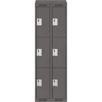 Clean Line Lockers, 3 -tier, Bank of 2, 24" x 18" x 78", Steel, Charcoal, Rivet (Assembled) Seaboard Timber Mart