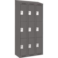 Clean Line Lockers, 3 -tier, Bank of 3, 36" x 18" x 78", Steel, Charcoal, Rivet (Assembled) Seaboard Timber Mart
