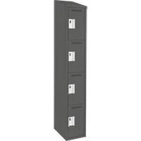 Clean Line Lockers, 4 -tier, 12" x 18" x 78", Steel, Charcoal, Rivet (Assembled) Seaboard Timber Mart