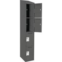 Clean Line Lockers, 4 -tier, 12" x 18" x 78", Steel, Charcoal, Rivet (Assembled) Seaboard Timber Mart