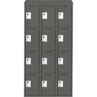 Casiers Clean Line, 4 niveaux, Bloc de 3, 36" x 18" x 78", Acier, Charbon, Rivet (assembl&eacute;) Seaboard Timber Mart