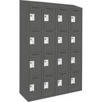 Clean Line Lockers, 4 -tier, Bank of 4, 48" x 18" x 78", Steel, Charcoal, Rivet (Assembled) Seaboard Timber Mart