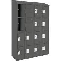 Clean Line Lockers, 4 -tier, Bank of 4, 48" x 18" x 78", Steel, Charcoal, Rivet (Assembled) Seaboard Timber Mart