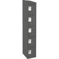 Clean Line Lockers, 5 -tier, 12" x 18" x 78", Steel, Charcoal, Rivet (Assembled) Seaboard Timber Mart