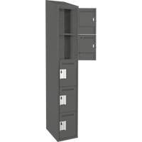 Clean Line Lockers, 5 -tier, 12" x 18" x 78", Steel, Charcoal, Rivet (Assembled) Seaboard Timber Mart