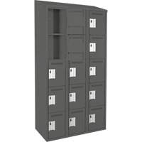 Clean Line Lockers, 5 -tier, Bank of 3, 36" x 18" x 78", Steel, Charcoal, Rivet (Assembled) Seaboard Timber Mart