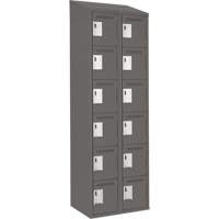 Clean Line Lockerette, 6 -tier, Bank of 2, 24" x 18" x 78", Steel, Charcoal, Rivet (Assembled) Seaboard Timber Mart