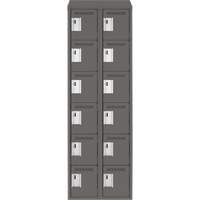 Clean Line Lockerette, 6 -tier, Bank of 2, 24" x 18" x 78", Steel, Charcoal, Rivet (Assembled) Seaboard Timber Mart