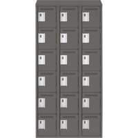 Clean Line Lockerette, 6 -tier, Bank of 3, 36" x 18" x 78", Steel, Charcoal, Rivet (Assembled) Seaboard Timber Mart
