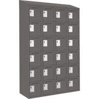 Clean Line Lockerette, 6 -tier, Bank of 4, 48" x 18" x 78", Steel, Charcoal, Rivet (Assembled) Seaboard Timber Mart