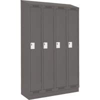 Clean Line Lockers, Bank of 4, 48" x 18" x 82", Steel, Charcoal, Rivet (Assembled) Seaboard Timber Mart