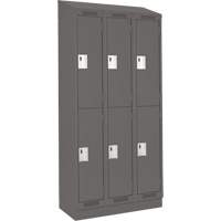 Clean Line Lockers, 2 -tier, Bank of 3, 36" x 18" x 82", Steel, Charcoal, Rivet (Assembled) Seaboard Timber Mart