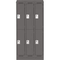Clean Line Lockers, 2 -tier, Bank of 3, 36" x 18" x 82", Steel, Charcoal, Rivet (Assembled) Seaboard Timber Mart