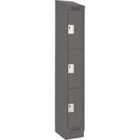 Clean Line Lockers, 3 -tier, 12" x 18" x 82", Steel, Charcoal, Rivet (Assembled) Seaboard Timber Mart