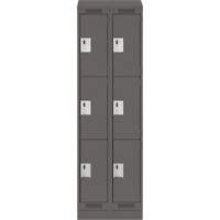 Clean Line Lockers, 3 -tier, Bank of 2, 24" x 18" x 82", Steel, Charcoal, Rivet (Assembled) Seaboard Timber Mart