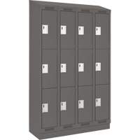 Clean Line Lockers, 3 -tier, Bank of 4, 48" x 18" x 82", Steel, Charcoal, Rivet (Assembled) Seaboard Timber Mart
