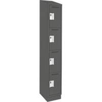 Clean Line Lockers, 4 -tier, 12" x 18" x 82", Steel, Charcoal, Rivet (Assembled) Seaboard Timber Mart