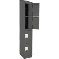 Clean Line Lockers, 4 -tier, 12" x 18" x 82", Steel, Charcoal, Rivet (Assembled) Seaboard Timber Mart