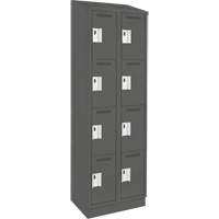 Clean Line Lockers, 4 -tier, Bank of 2, 24" x 18" x 82", Steel, Charcoal, Rivet (Assembled) Seaboard Timber Mart