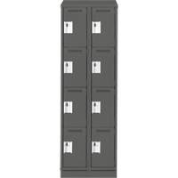 Clean Line Lockers, 4 -tier, Bank of 2, 24" x 18" x 82", Steel, Charcoal, Rivet (Assembled) Seaboard Timber Mart