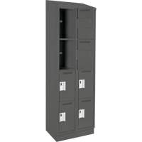 Clean Line Lockers, 4 -tier, Bank of 2, 24" x 18" x 82", Steel, Charcoal, Rivet (Assembled) Seaboard Timber Mart