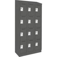 Clean Line Lockers, 4 -tier, Bank of 3, 36" x 18" x 82", Steel, Charcoal, Rivet (Assembled) Seaboard Timber Mart