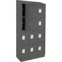Clean Line Lockers, 4 -tier, Bank of 3, 36" x 18" x 82", Steel, Charcoal, Rivet (Assembled) Seaboard Timber Mart