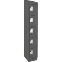 Clean Line Lockers, 5 -tier, 12" x 18" x 82", Steel, Charcoal, Rivet (Assembled) Seaboard Timber Mart