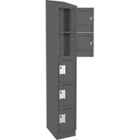 Clean Line Lockers, 5 -tier, 12" x 18" x 82", Steel, Charcoal, Rivet (Assembled) Seaboard Timber Mart