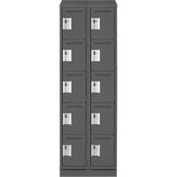 Assembled Clean Line Personal Effects Lockers, 5 -tier, Bank of 2, 12" x 82" x 24", Steel Seaboard Timber Mart