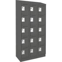Clean Line Lockers, 5 -tier, Bank of 3, 36" x 18" x 82", Steel, Charcoal, Rivet (Assembled) Seaboard Timber Mart